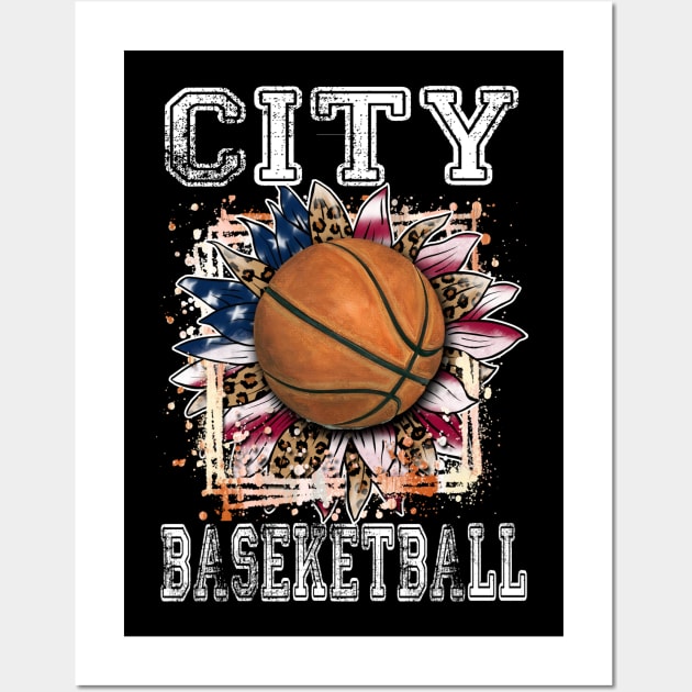 American Flag Personalized City Proud Name Basketball Wall Art by Irwin Bradtke